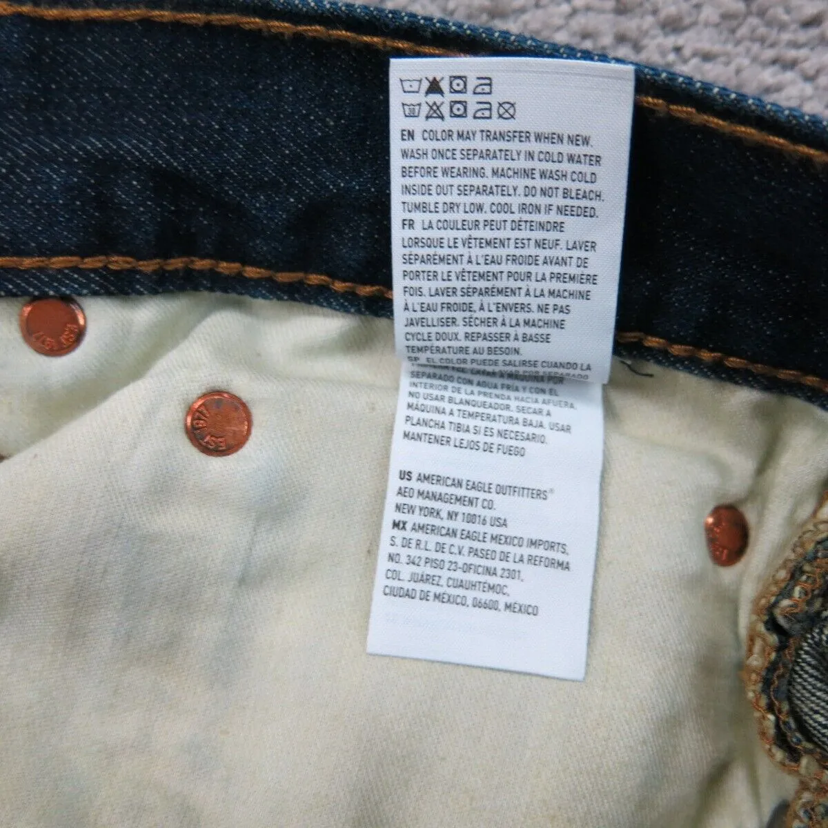 American Eagle Mens Straight Leg Jeans High Rise 100% Cotton Blue Size W31XL32