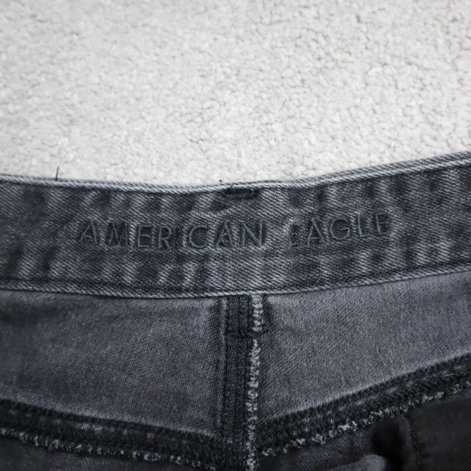 American Eagle Womens Straight Leg Jeans Stretch High Rise Black Size 14 Regular