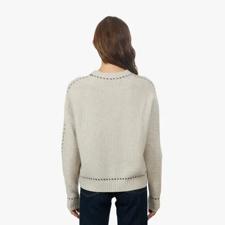 Autumn Cashmere Crew w/ Contrast Stitching in Mojave/Pepper
