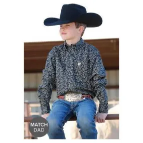 Boy's Cinch Rope Print Button-Down Western Shirt MTW7060363