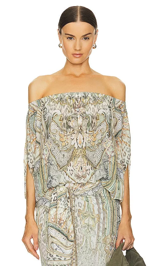 Camilla Off The Shoulder Top in Sage