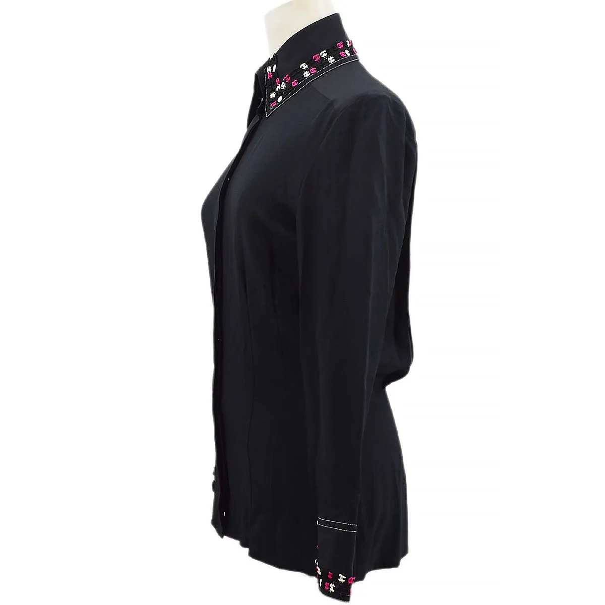 Chanel 2004 Fall CC embroidered slim-fit shirt #36