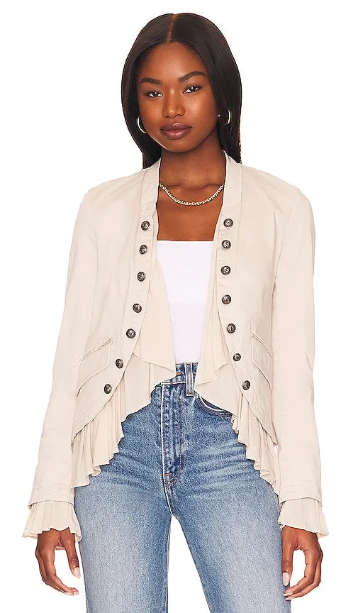 Free People Ruffles Romance Jacket in Neutral