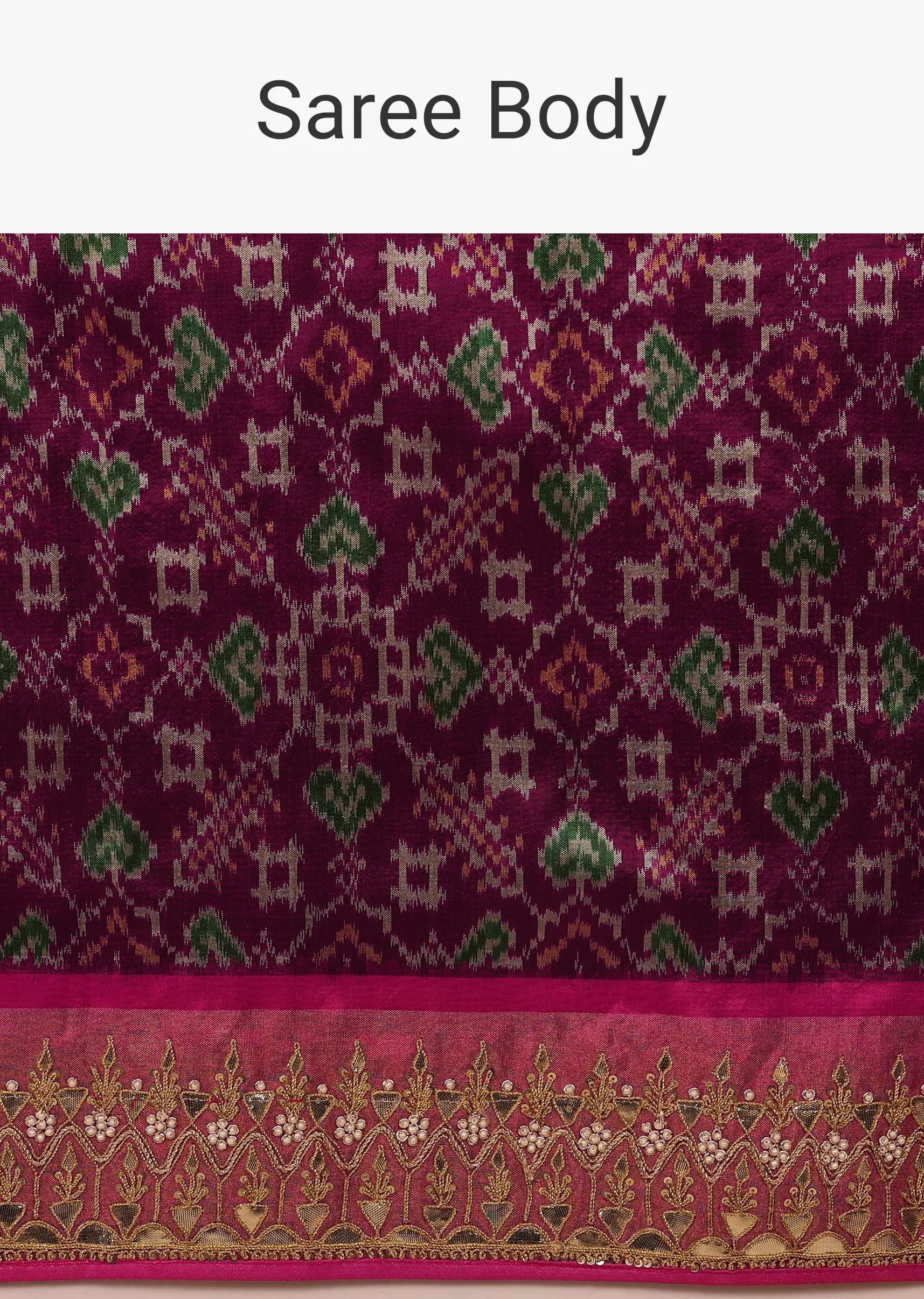 Grape Purple Saree In Pure Silk With Handloom Patola Ikat Weave