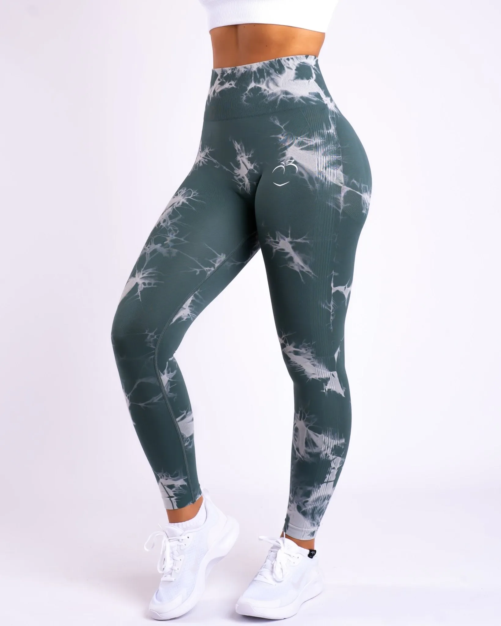 Hunter Green Tie-dye V.2 Mid Waist Tights