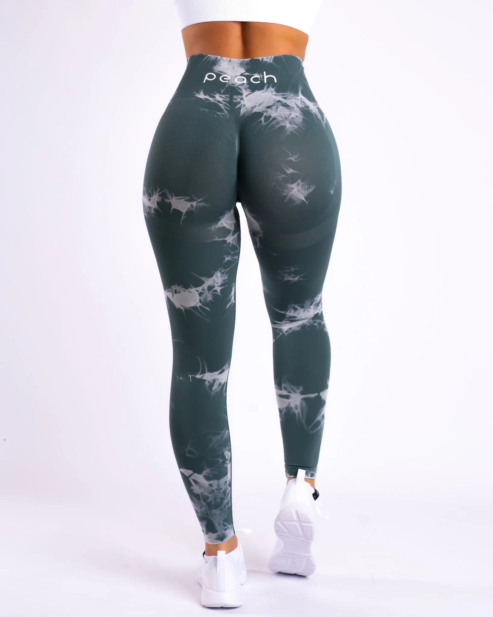 Hunter Green Tie-dye V.2 Mid Waist Tights