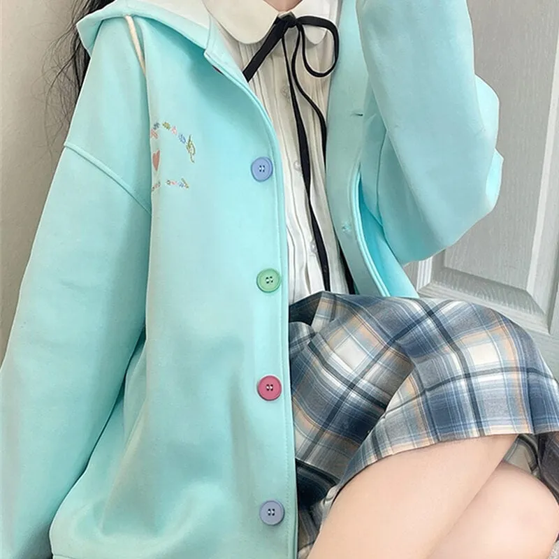 Japanese Mori Girl Style Candy-Colored Embroidered Jacket