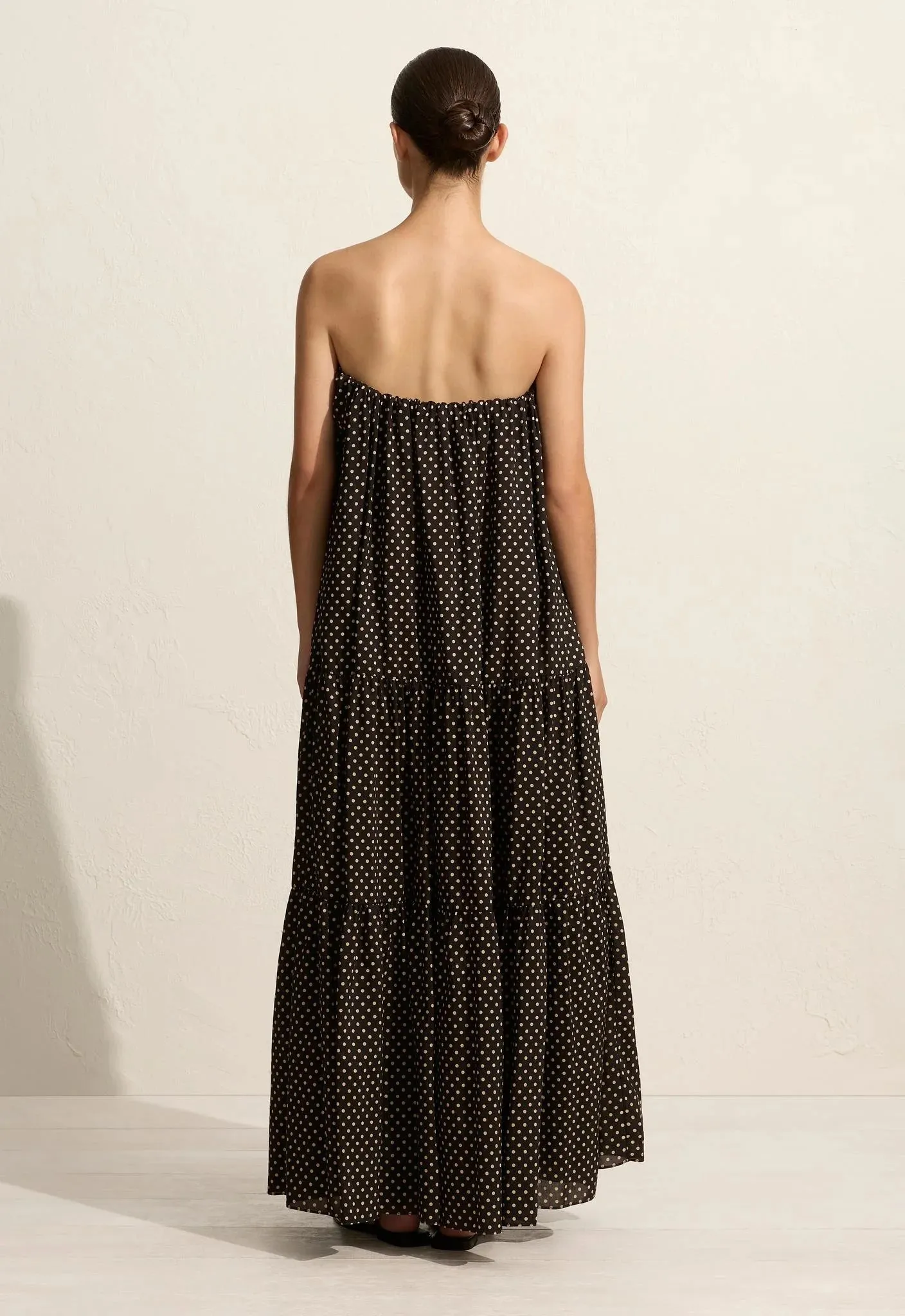 Matteau Voluminous Strapless Tiered Dress - Polka Dot