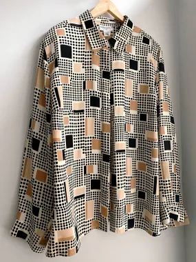 Neutral Geometric Button Up