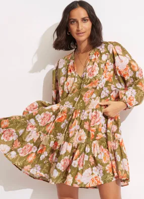 Paradise Garden Tiered Dress  - Avocado