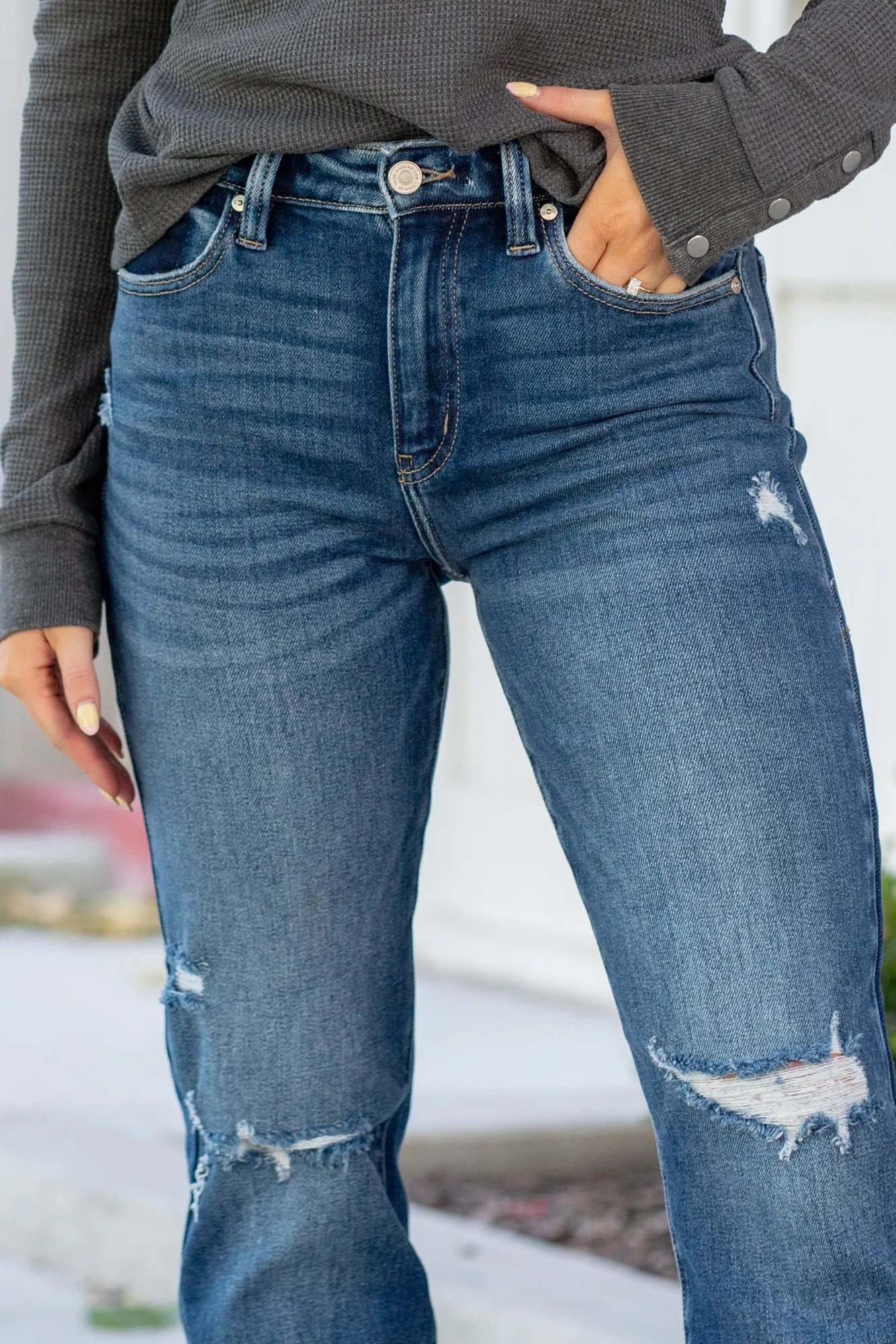 Peach High Rise Slim Straight