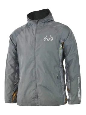Realtree Active Camouflage & Gray "Fjord" Full Zip Up Hooded Windbreaker Jacket