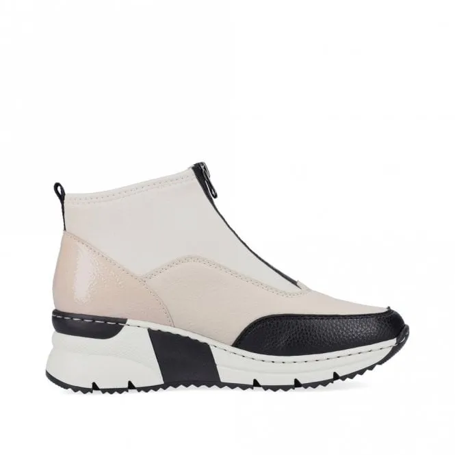 Rieker - N6352-60 - Cream Zip Up Boot