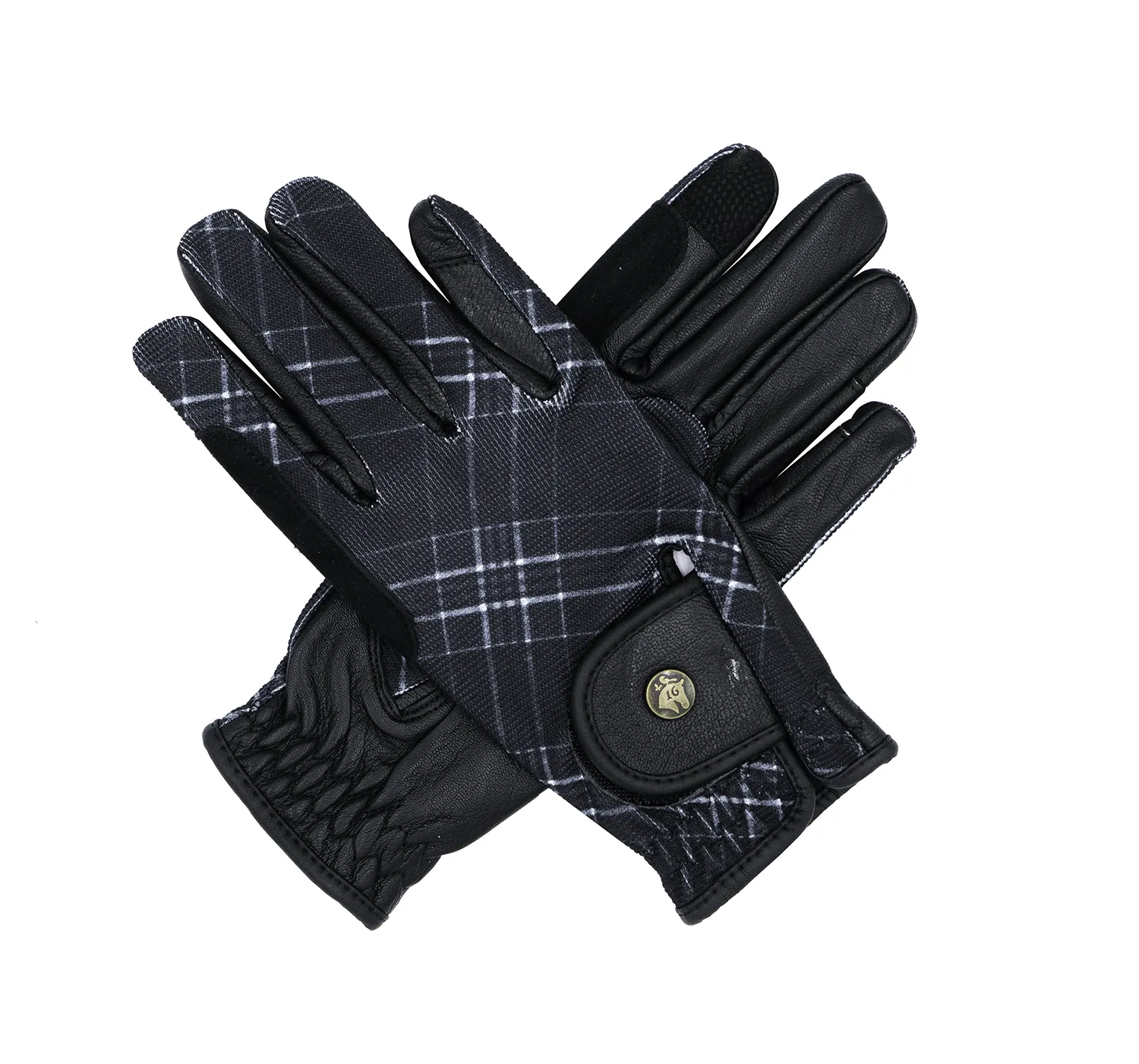 Sixteen Cypress  Riding Gloves, Black Field Plaid