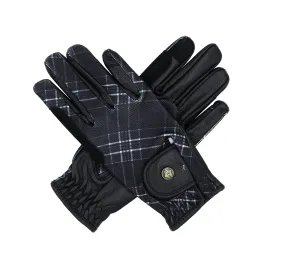 Sixteen Cypress  Riding Gloves, Black Field Plaid