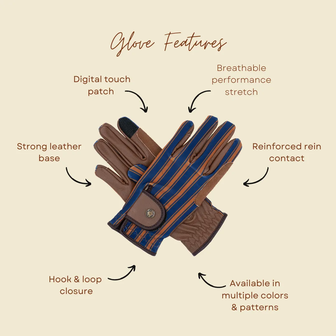 Sixteen Cypress  Riding Gloves, Black Field Plaid