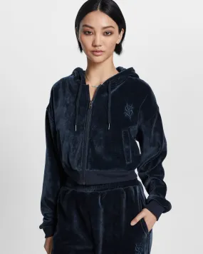 VELOUR ZIP UP HOODIE MIDNIGHT