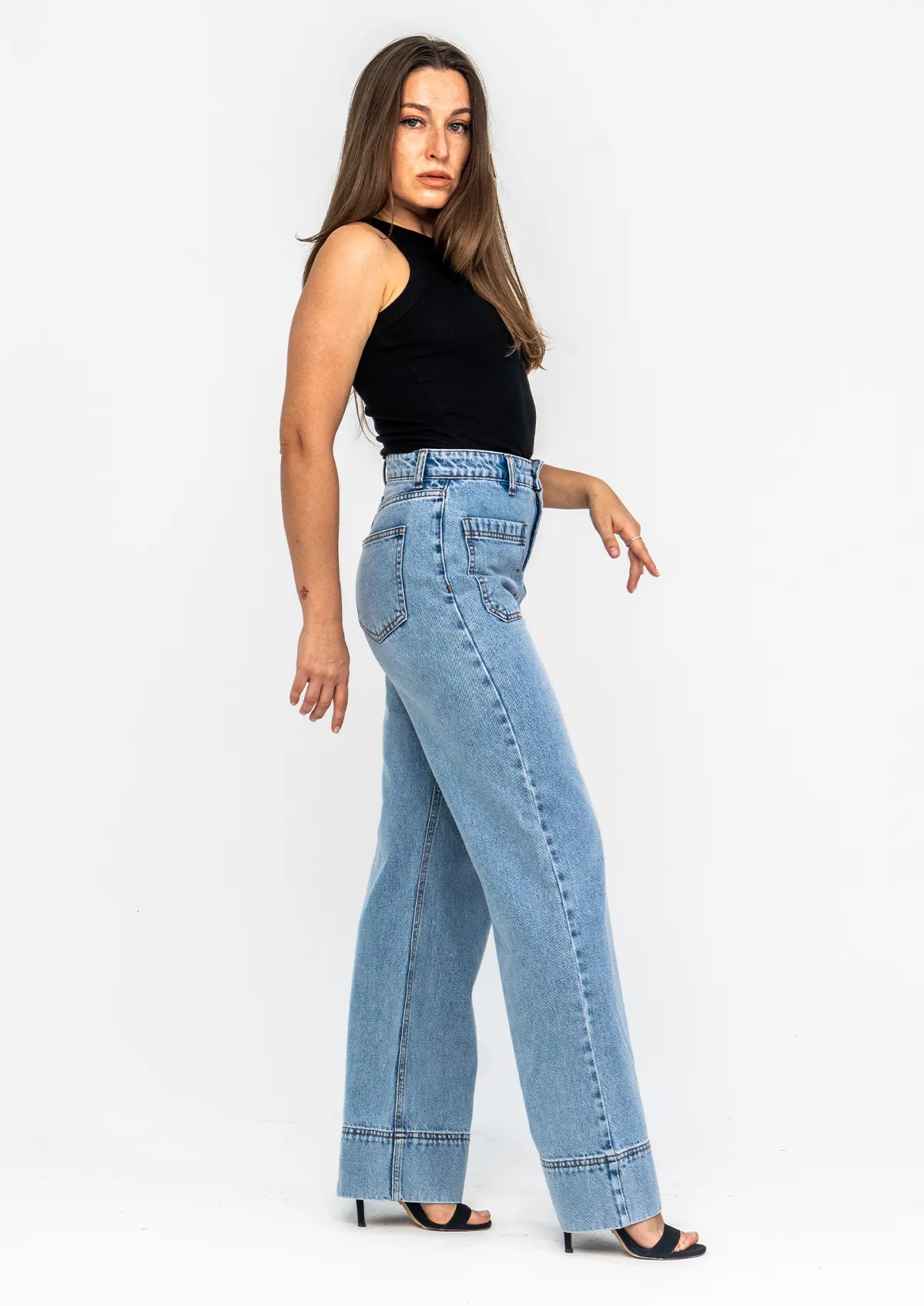 Wide Hem Straight Leg Jeans
